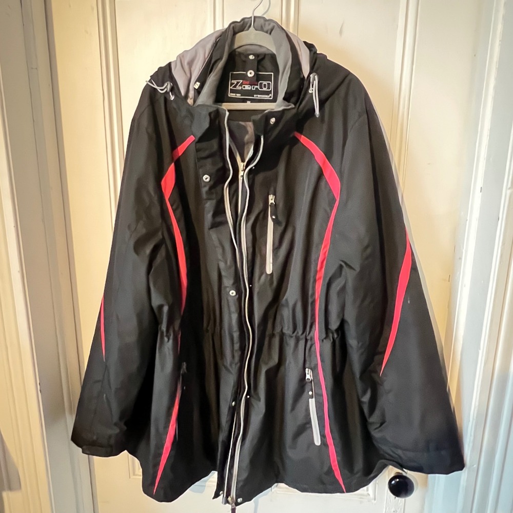 Below Zero by Rothschild Mens 3XL Black Red Hooded Winter Parka Jacket